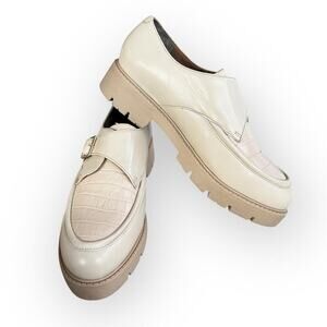 Seychelles Catch Me Monk-Strap Leather Loafer Ivory Women 8.5